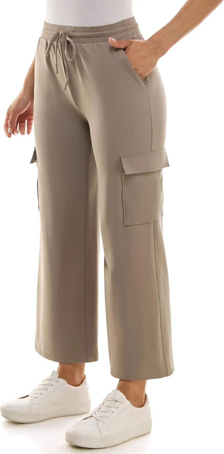 Zac & Rachel Women's Brushed Dty Wide Leg Jogger with Cargo Pocket Detail