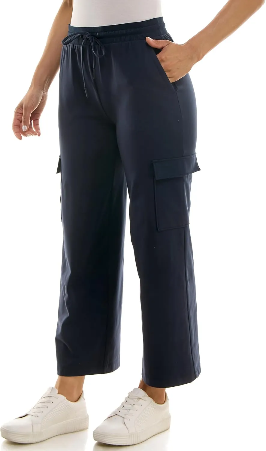 Zac & Rachel Women's Brushed Dty Wide Leg Jogger with Cargo Pocket Detail