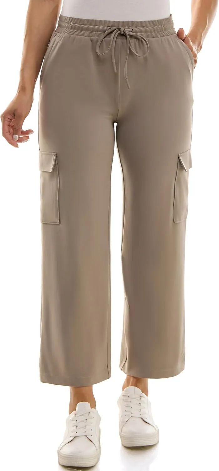 Zac & Rachel Women's Brushed Dty Wide Leg Jogger with Cargo Pocket Detail