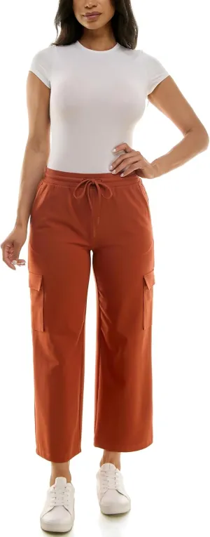 Zac & Rachel Women's Brushed Dty Wide Leg Jogger with Cargo Pocket Detail
