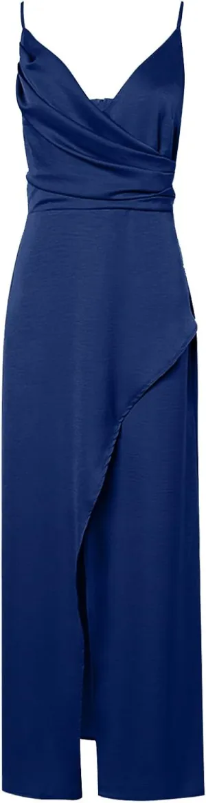 ZDRZK Formal Dresses for Women Sexy V Neck High Slit Spaghetti Strap Long Dress Party Cocktail Evening Bodycon Maxi Dress