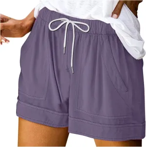 ZDRZK Womens Shorts Dressy Casual Drawstring High Elastic Waisted Bermuda Shorts Baggy Running Going Out Workout Shorts