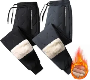 ZHIFANXN 2 Pack Fleece Lined Sweatpants Women Joggers for Women with Pockets High Waisted Thermal Winter Warm Pants for Snow
