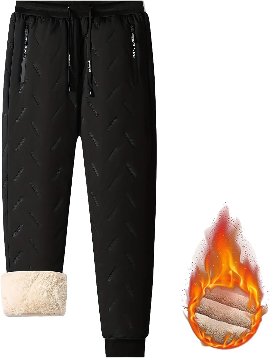 ZHIFANXN 2 Pack Fleece Lined Sweatpants Women Joggers for Women with Pockets High Waisted Thermal Winter Warm Pants for Snow