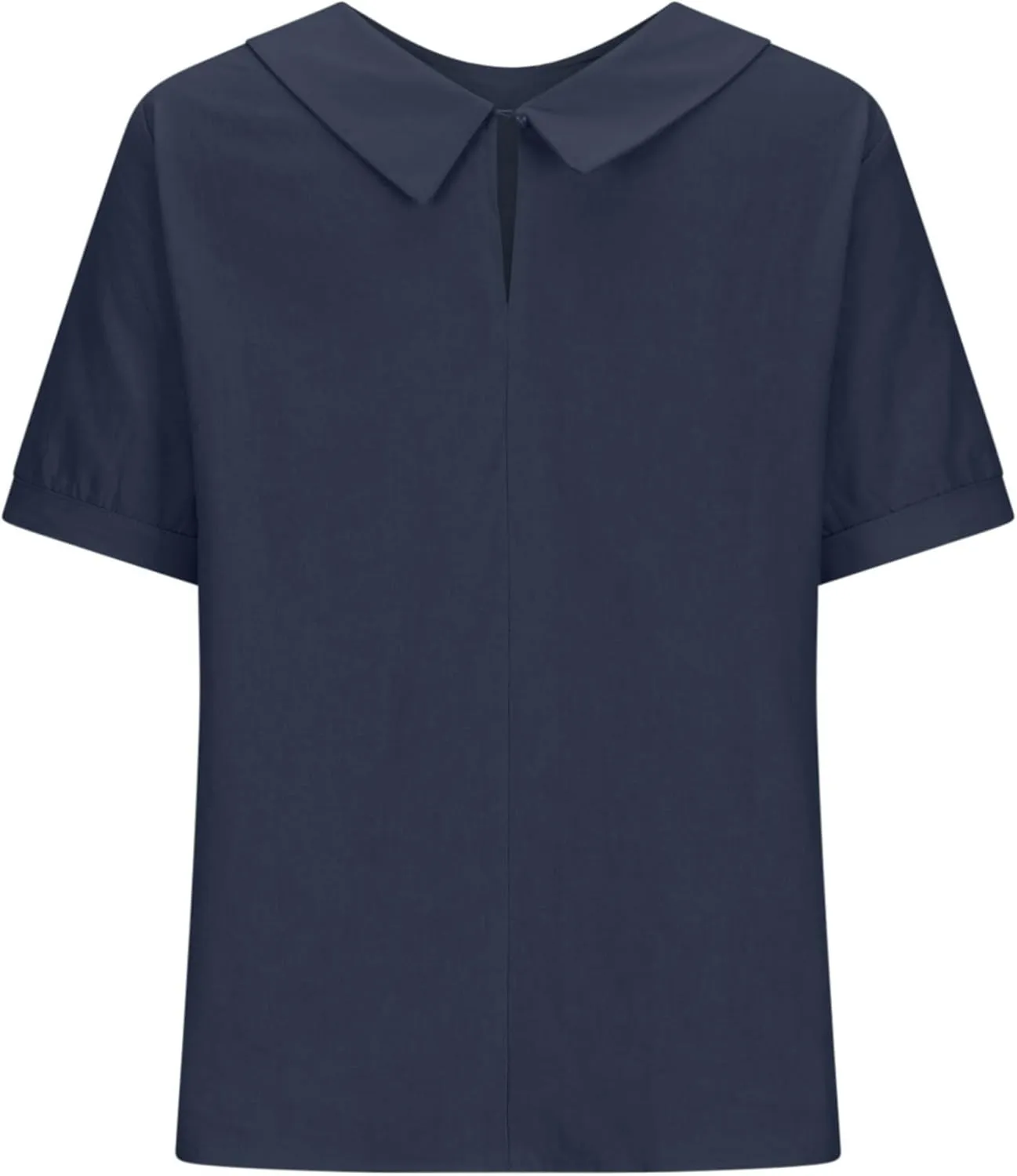 ZOCANIA Peter Pan Collar Shirt Women Short Sleeve Cotton Linen Shirts Doll Neck Summer Blouse Casual Work Blouse Tunic Tops