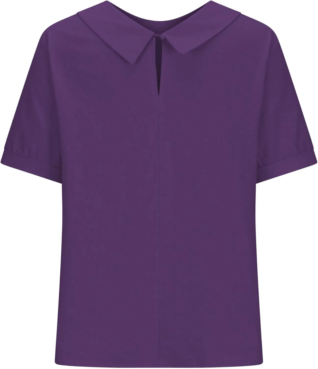 ZOCANIA Peter Pan Collar Shirt Women Short Sleeve Cotton Linen Shirts Doll Neck Summer Blouse Casual Work Blouse Tunic Tops