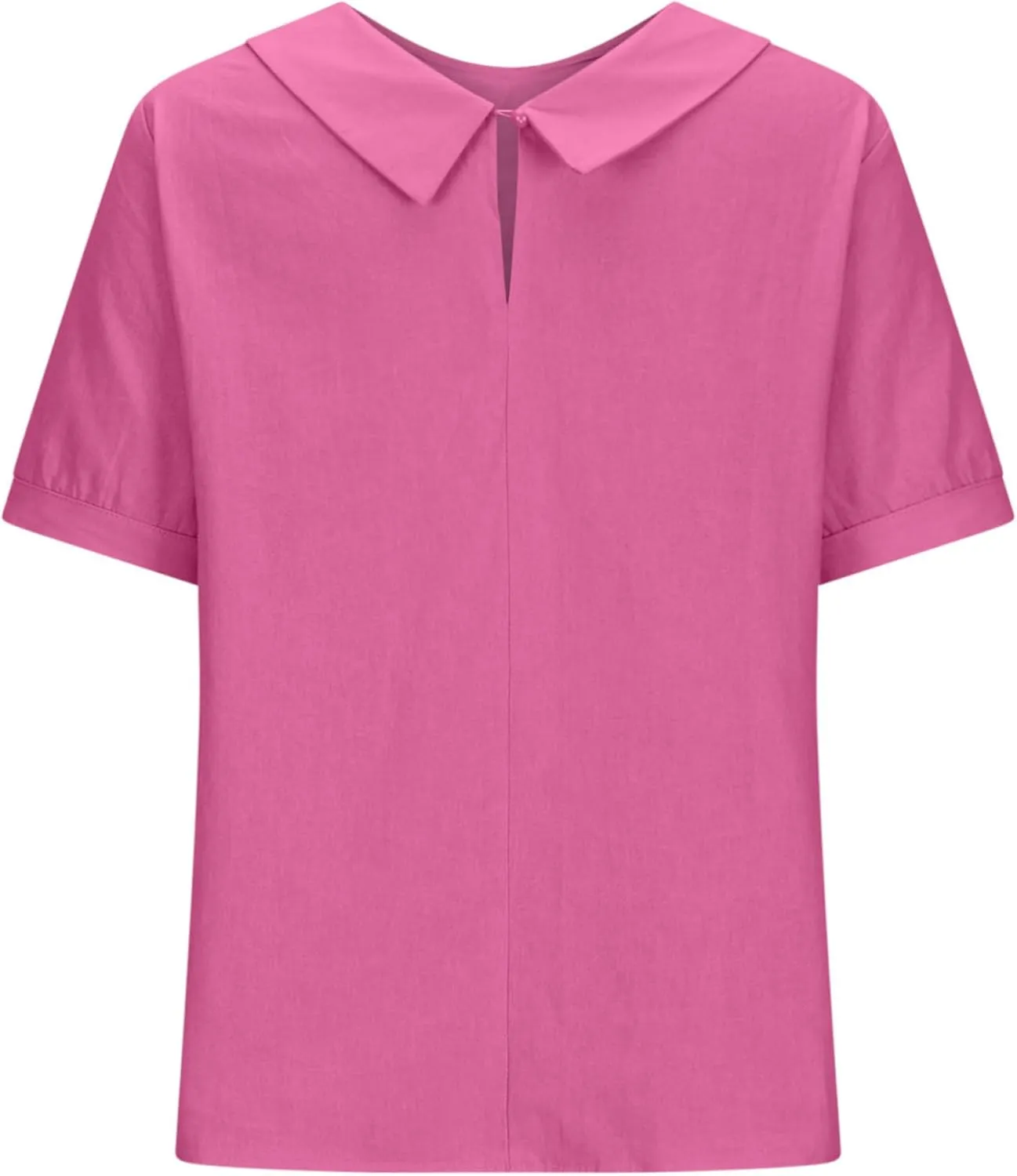ZOCANIA Peter Pan Collar Shirt Women Short Sleeve Cotton Linen Shirts Doll Neck Summer Blouse Casual Work Blouse Tunic Tops